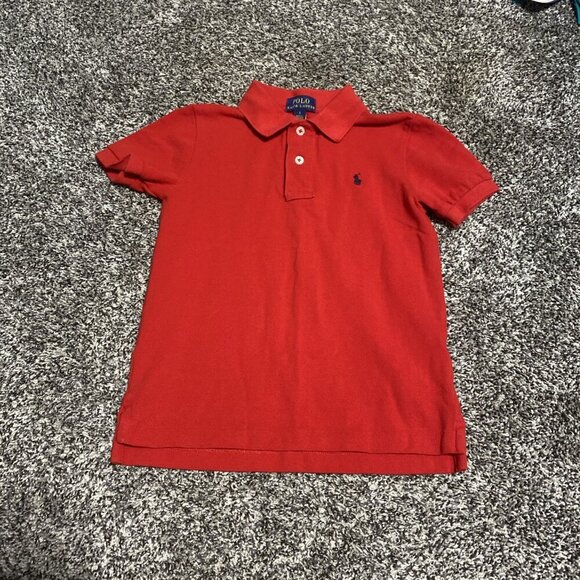Polo by Ralph Lauren Boys Polo Shirt Red Blue Size 5 100% cotton - Picture 1 of 4